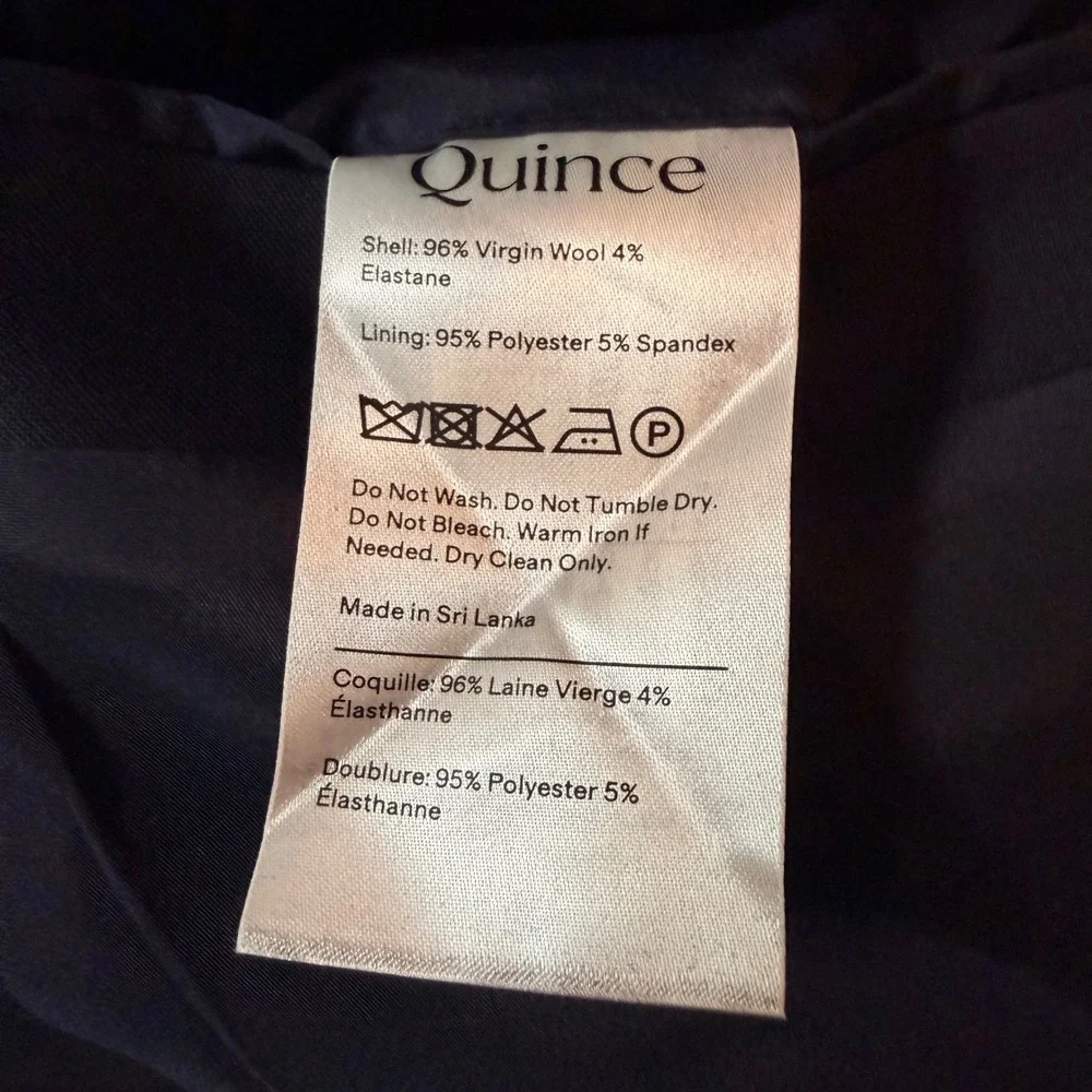 Quince Stretch Wool Blazer Premium Italian Wool Modern Exec Nello Gori Navy NWT